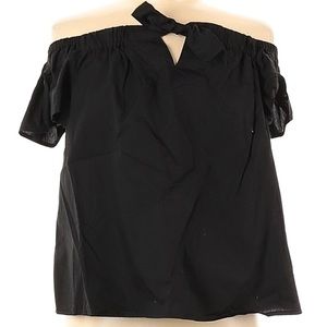 WHO WHAT WEAR black short sleeve off-shoulder top